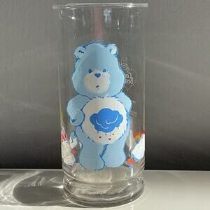 Vintage 1983 Grumpy Bear Glass Care Bears Pizza Hut Blue Rain Cloud Limited Edit